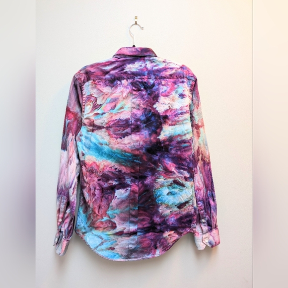 Custom Ice Dye Zara Man Men Dress Shirt Slim Fit Large 100% Cotton Long Sleeves - Picture 2 of 9